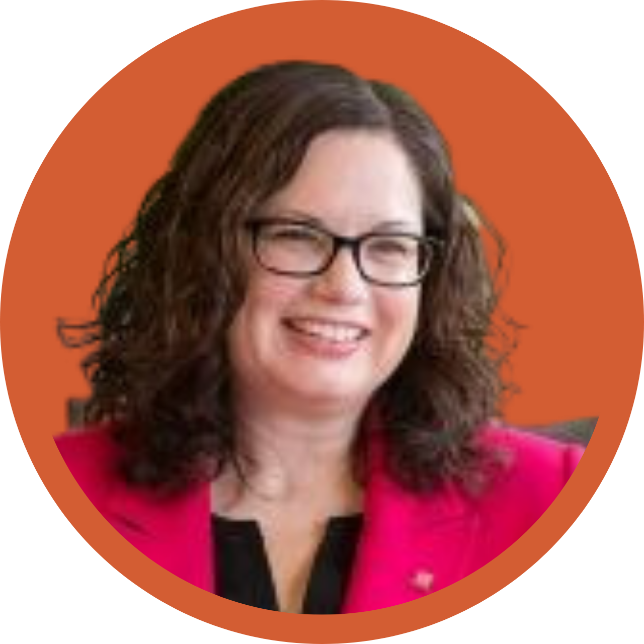 Woman in orange circle