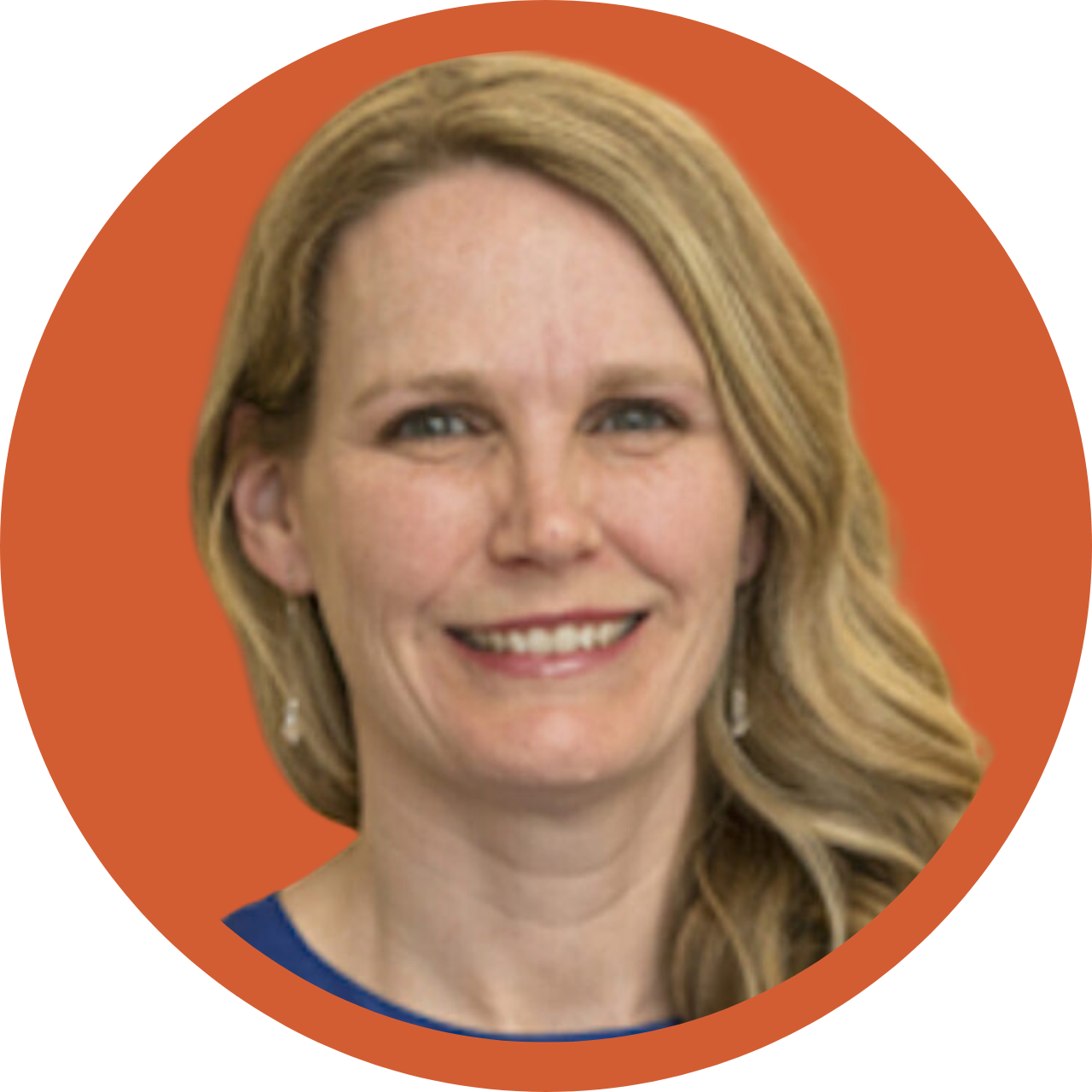 Blonde woman in orange circle