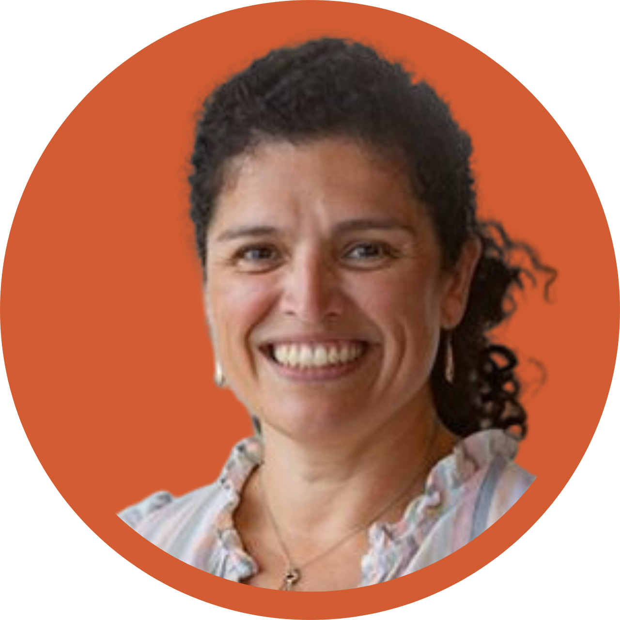 woman in orange circle