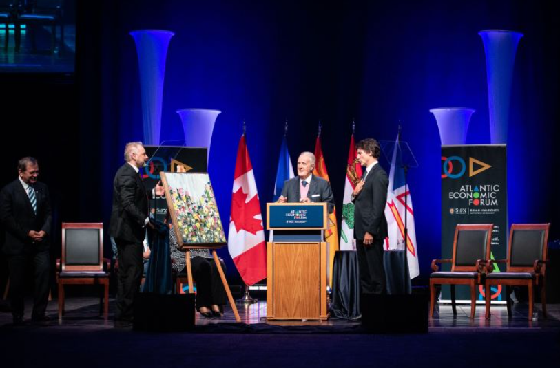 People on stage during the Atlantic Economic Forum
