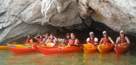 People on their kayaks