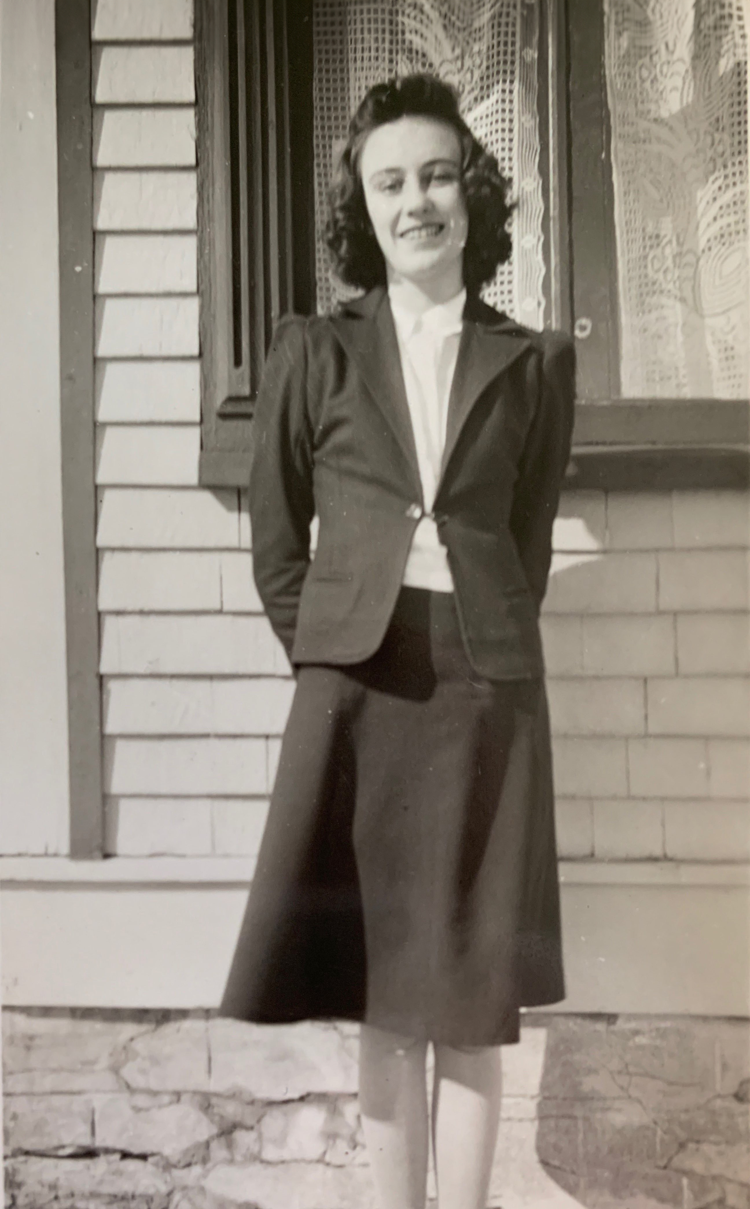 Jeannine Deveau Black-and-white photo of Jeannine Deveau, circa 1945