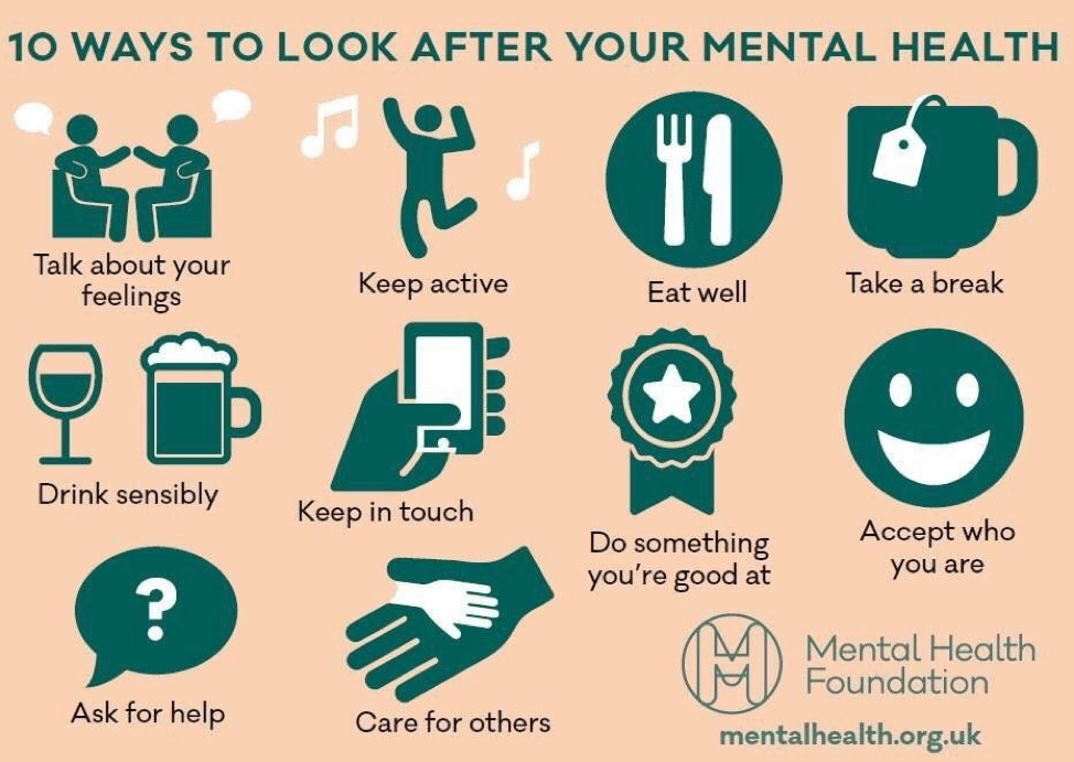 A poster with a list of mental health tips