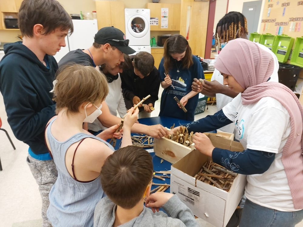Students at the Lab Learning with Wood Sticks