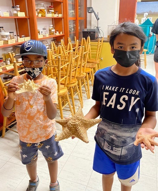 2 Students Grabbing Mockup Starfish Models