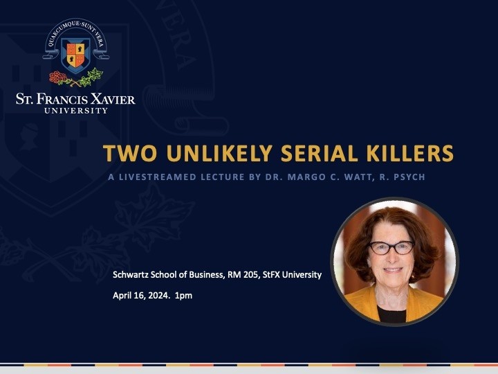 Postcard invitation to lecture by Dr. Margo Watt who is pictured in the bottom right corner.