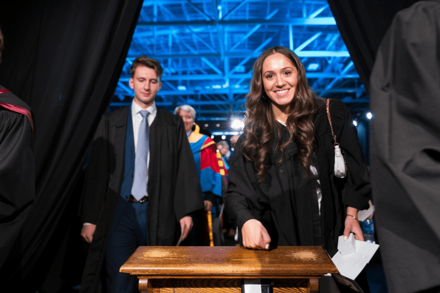 StFX students leaving X-Ring ceremony