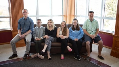 Group Picture of Students, With the UCR Award Winner Olivia Pushie, Third from the Left